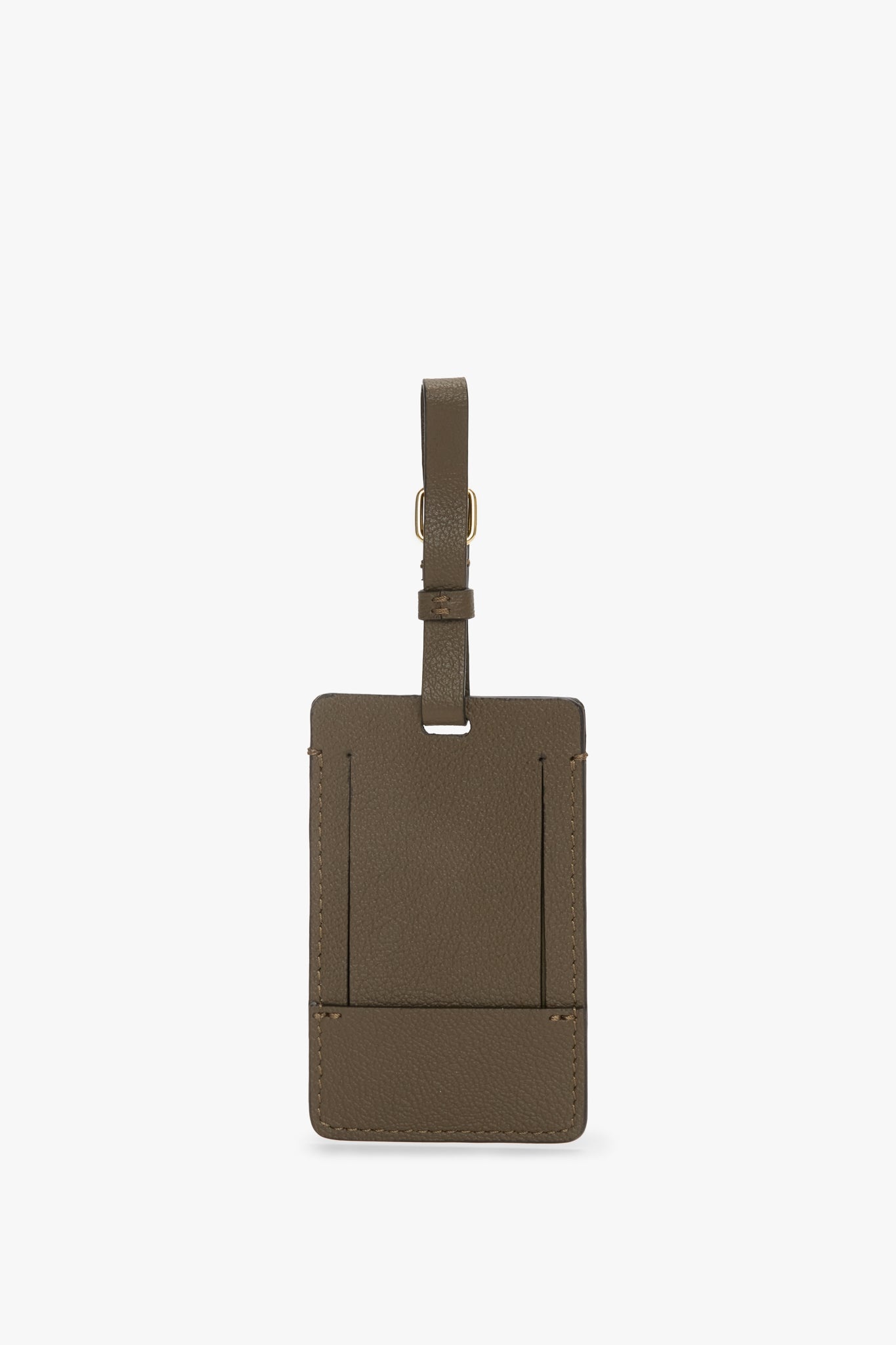 Luggage Tag In Khaki Soft Grained Leather - 3