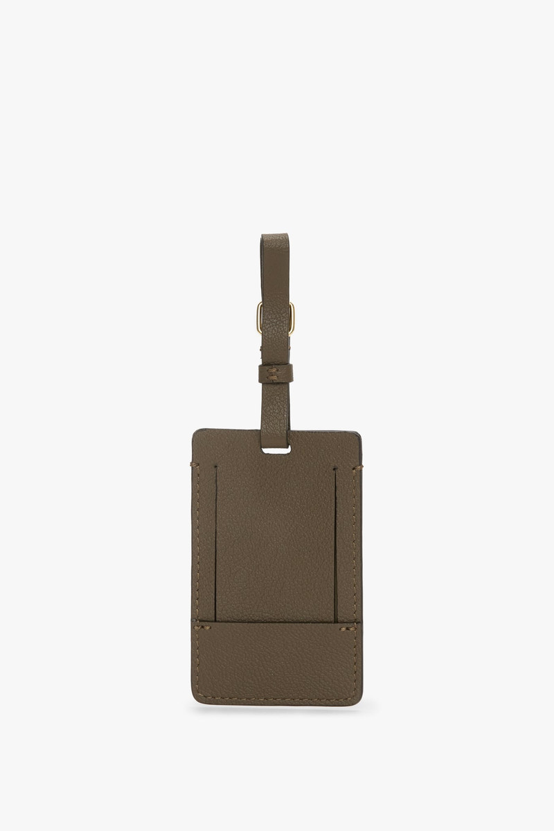 Luggage Tag In Khaki Soft Grained Leather 3