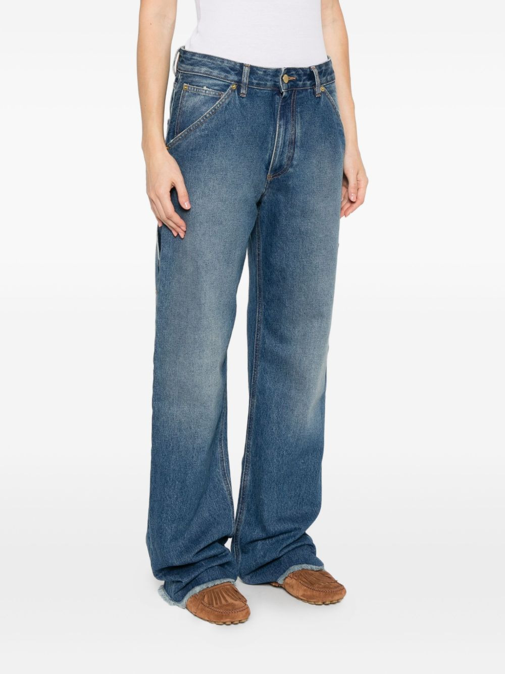frayed-hem carpenter jeans - 3