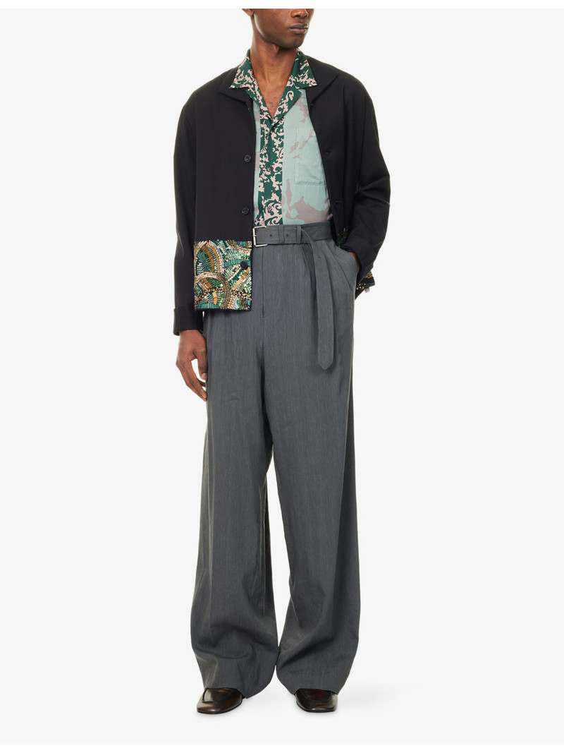 Dries Van Noten Preaches Wide-Leg Linen-Blend Trousers outlook