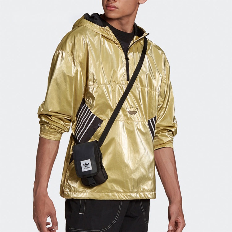 adidas originals TLM 02 WB Gold Half Zipper Pullover hooded Double Sided Windbreaker Jacket Gold Col - 3