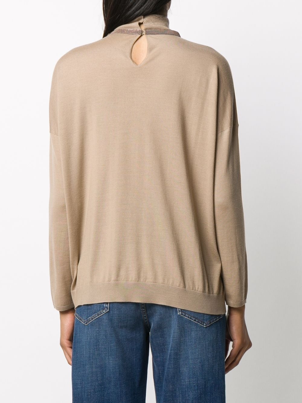 metal detail roll-neck top - 4