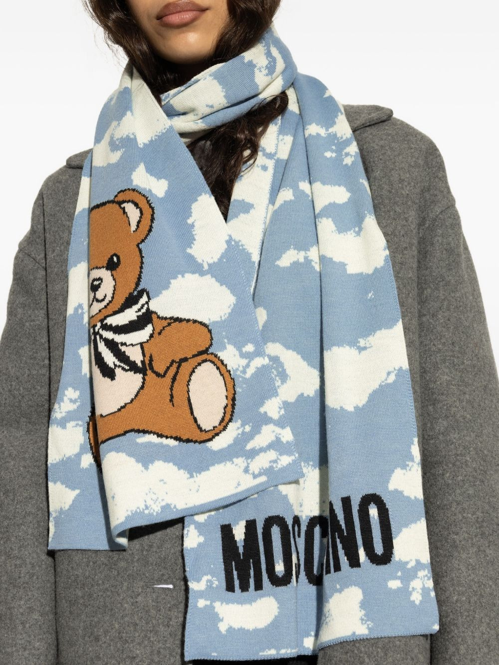 teddy bear cloud-intarsia scarf - 3