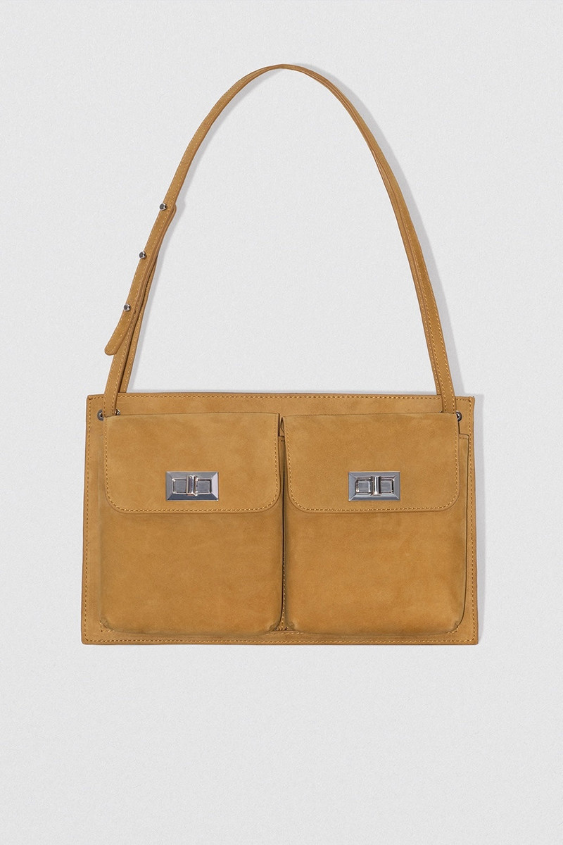 Billy Tote Cumin Kid Suede Leather Shoulder Bag 1