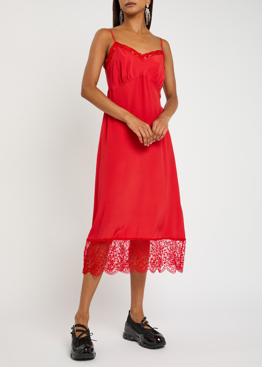 Simone Rocha Lace-trim Crepe de Chine Midi Slip Dress - 4