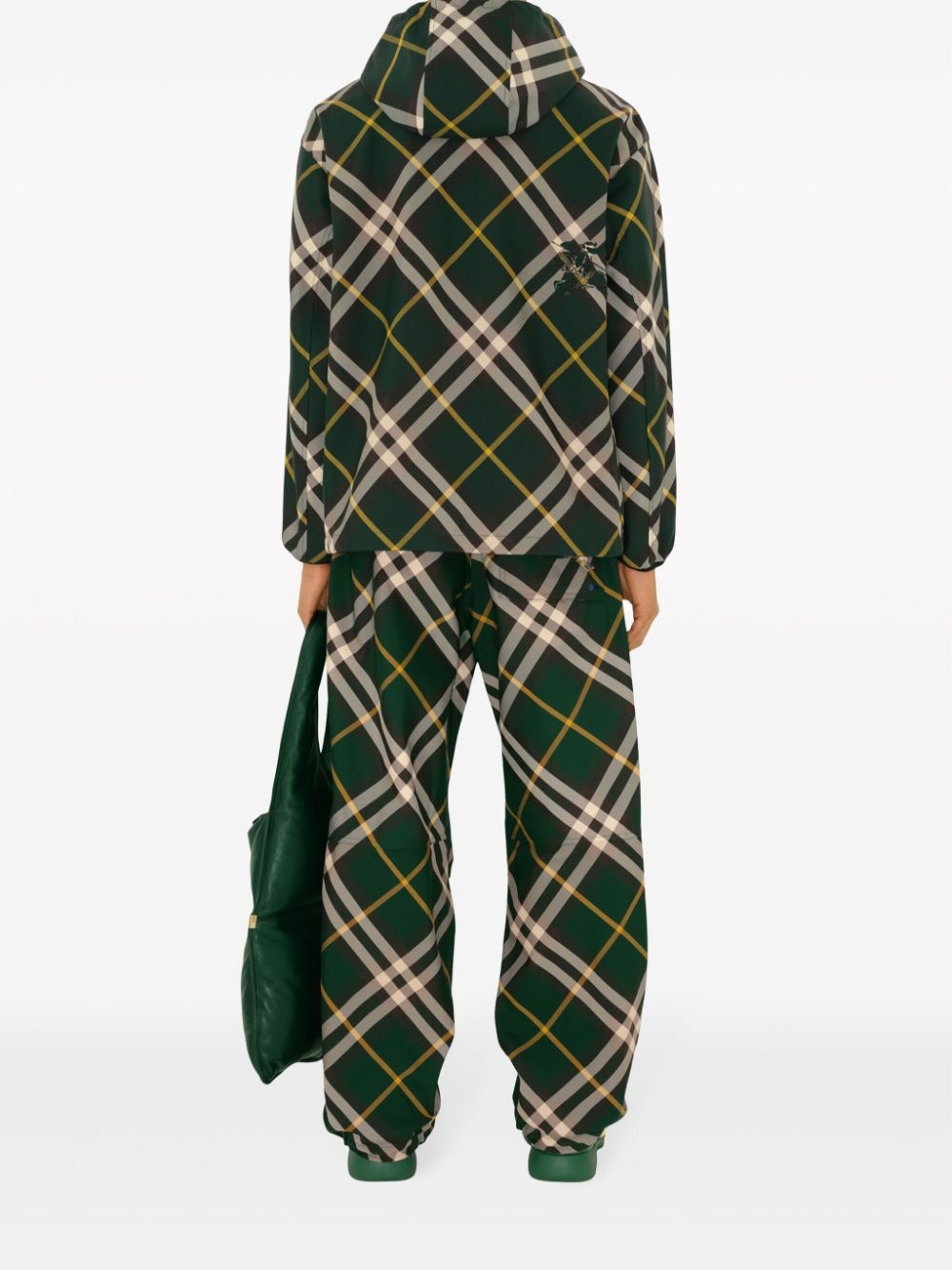 check-pattern zipped hooded jacket - 5