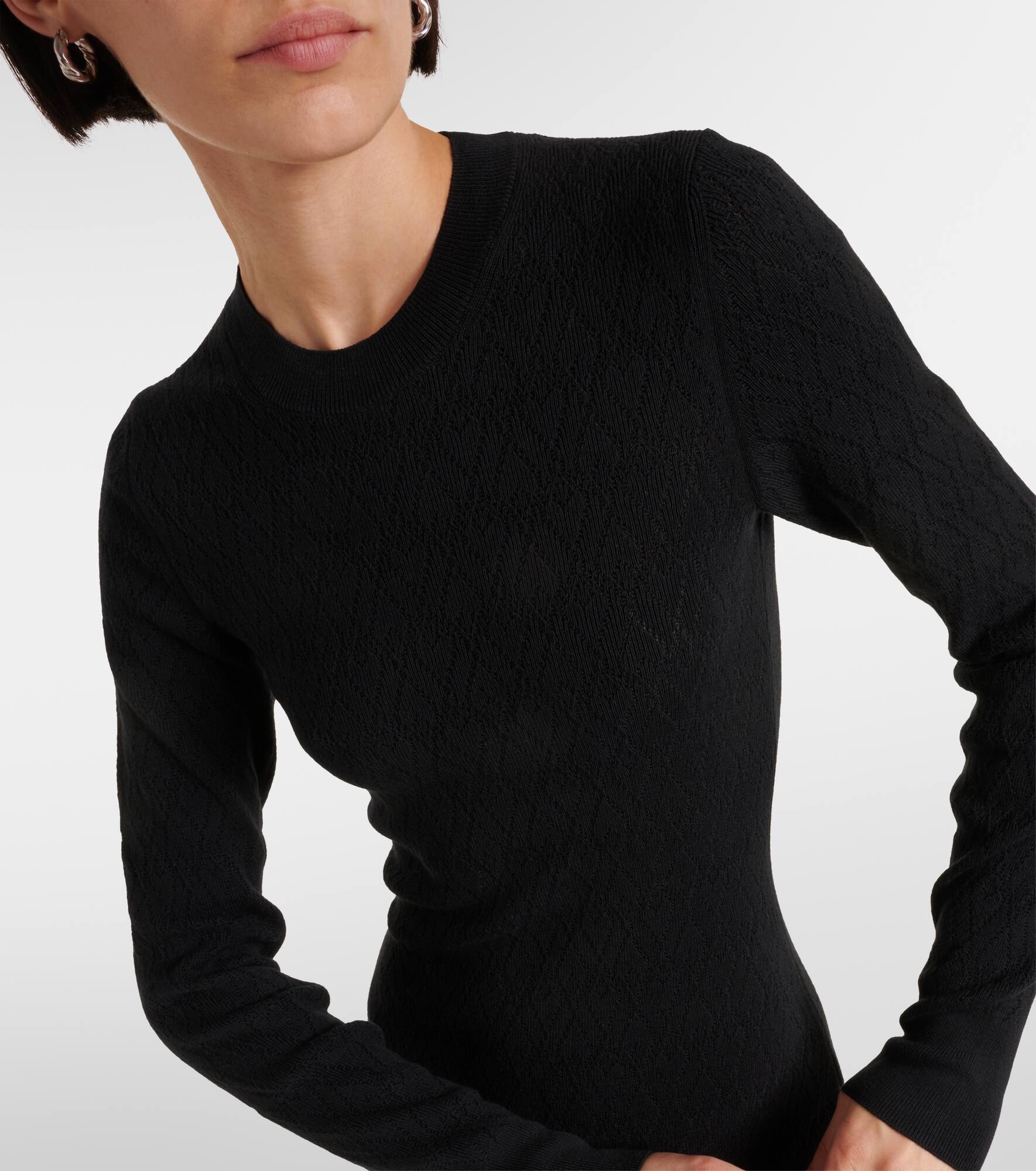 Knitted cotton and wool midi dress - 4