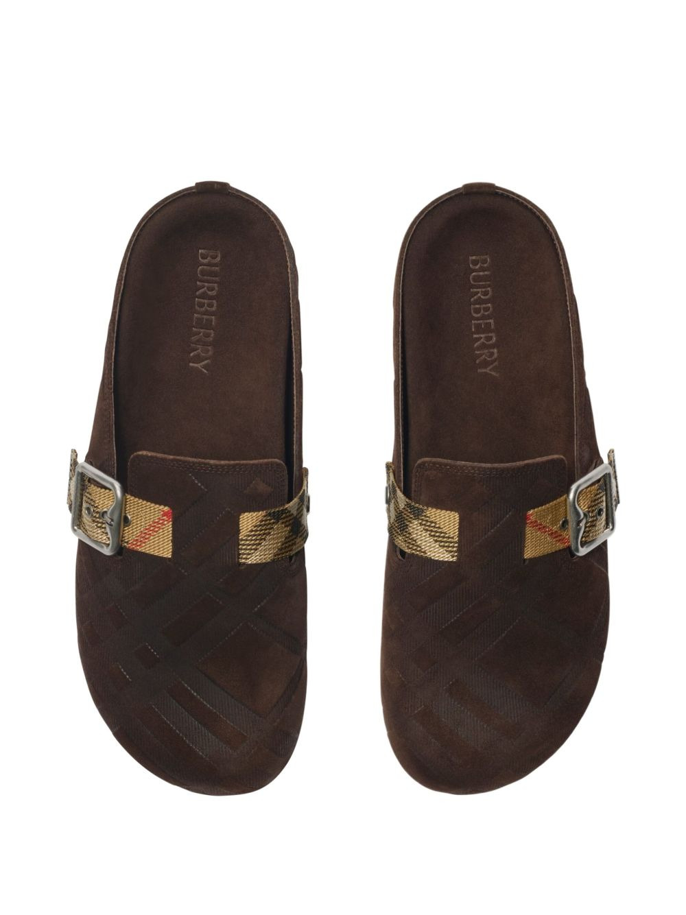 check-pattern buckle sandals - 2