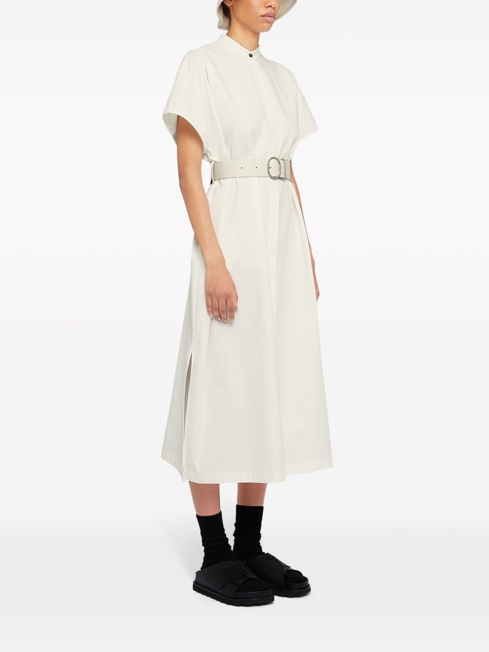 collarless belted shirt dress - 3