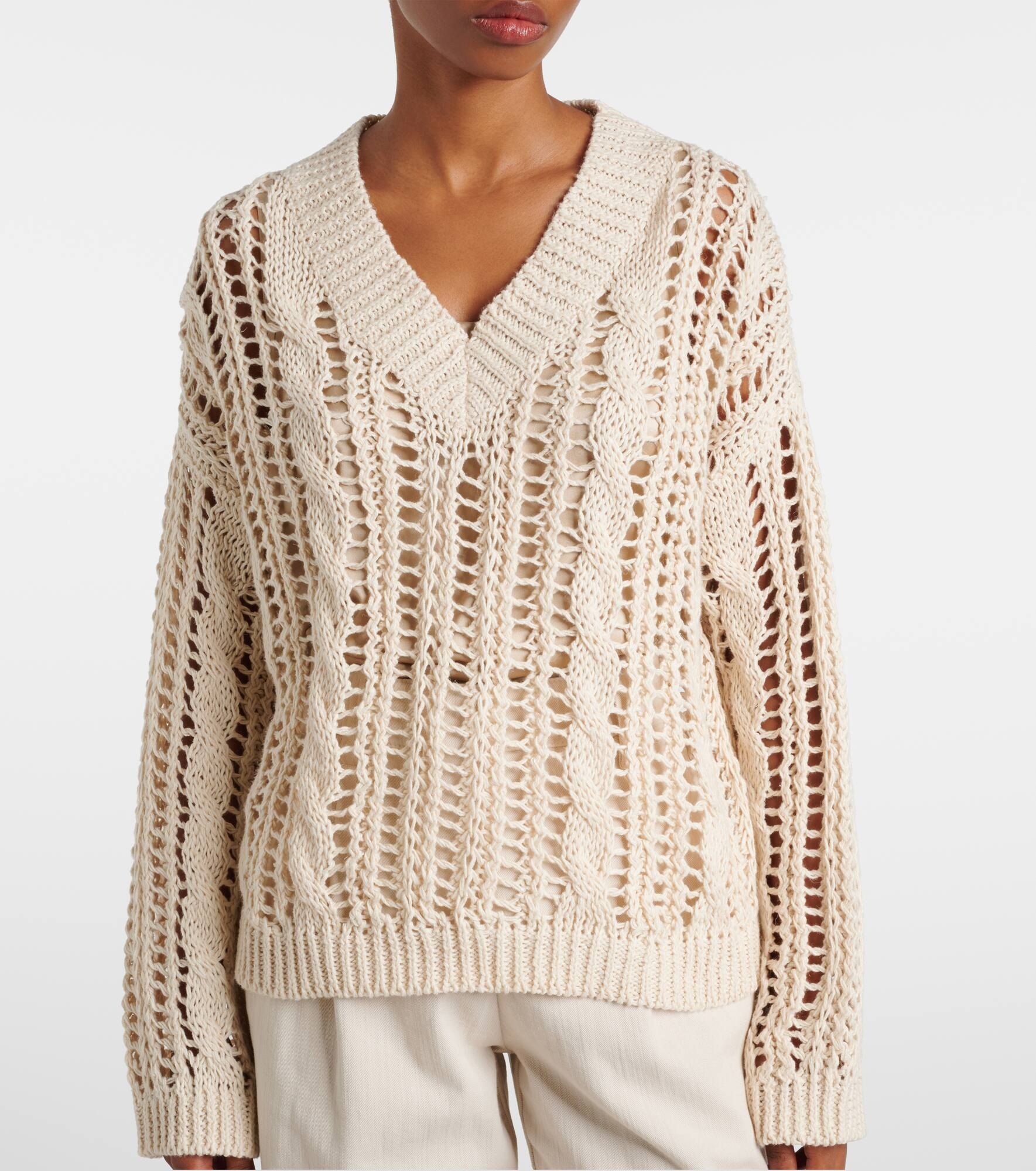 Jute and cotton-blend sweater - 6