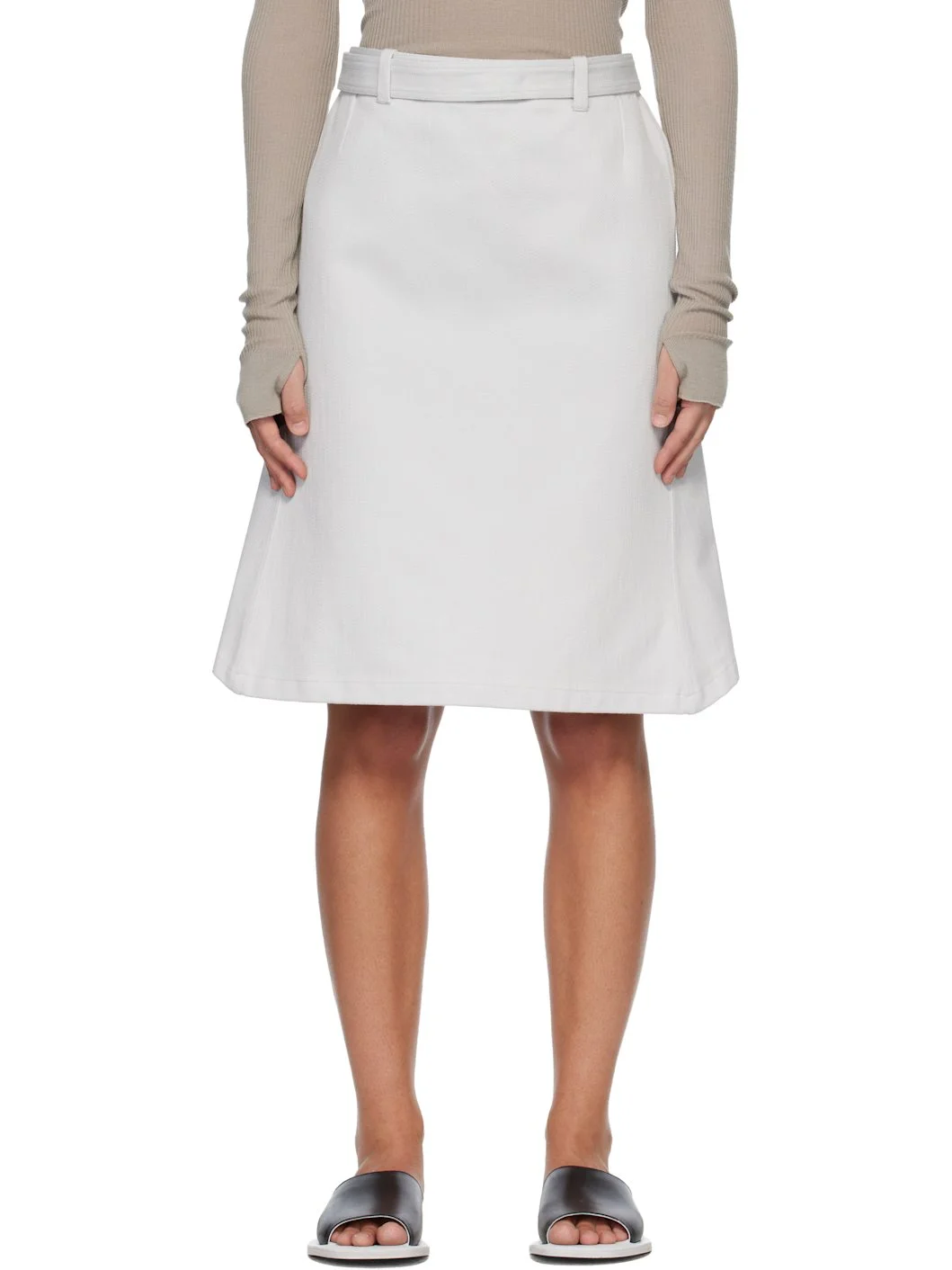 Off-White Gabardine Inox Rustic Midi Skirt - 1