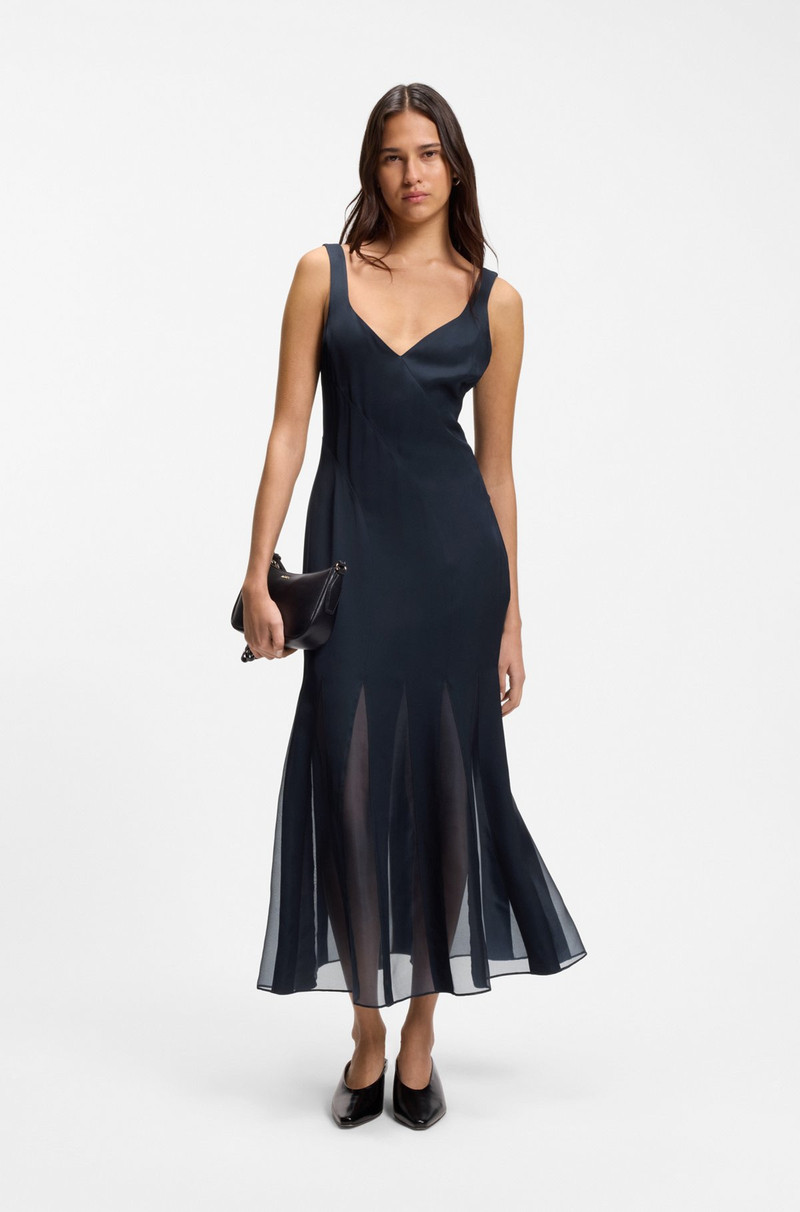BOSS SATIN SLIP DRESS WITH ORGANZA INSERTS outlook