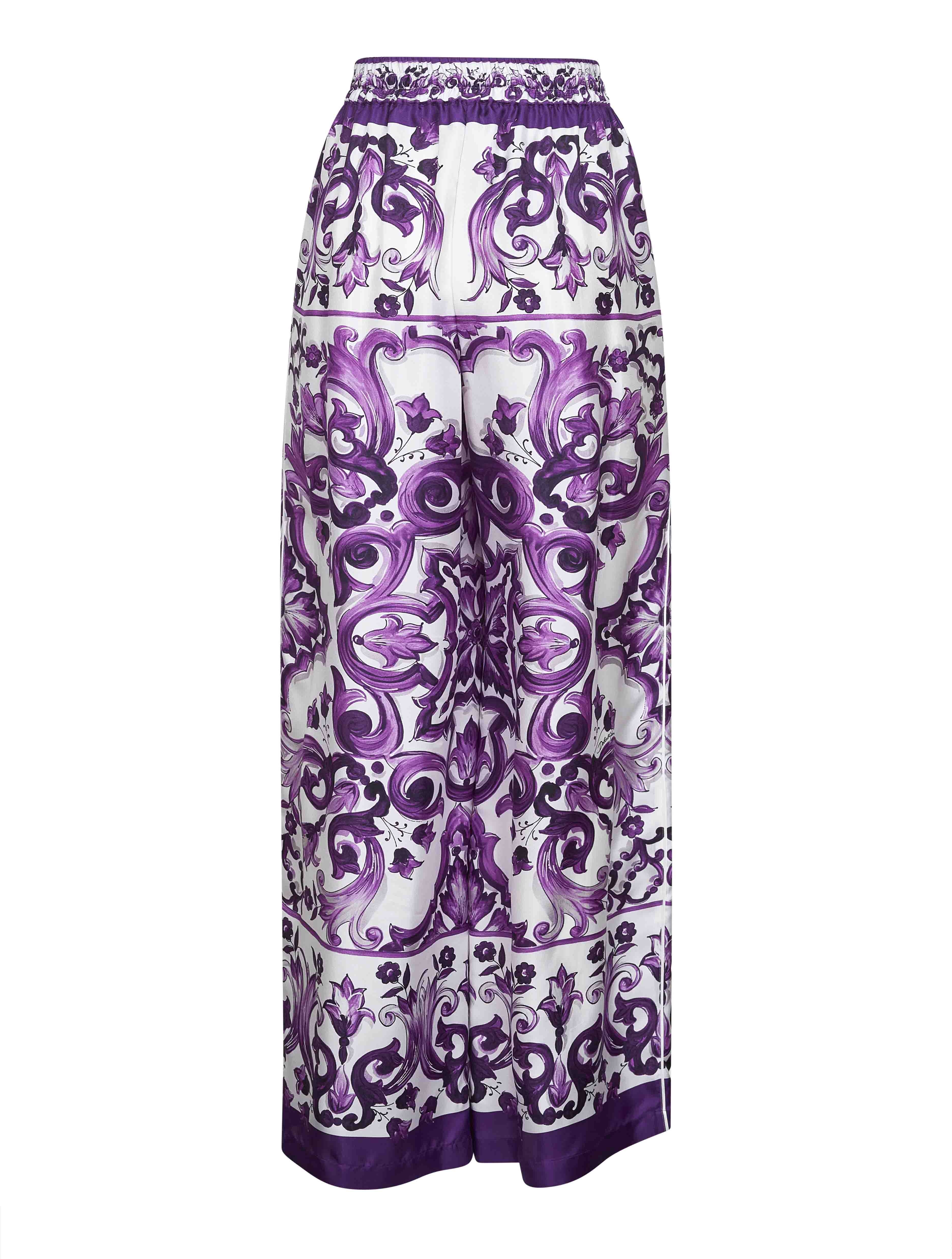 Maiolica print twill trousers - 2