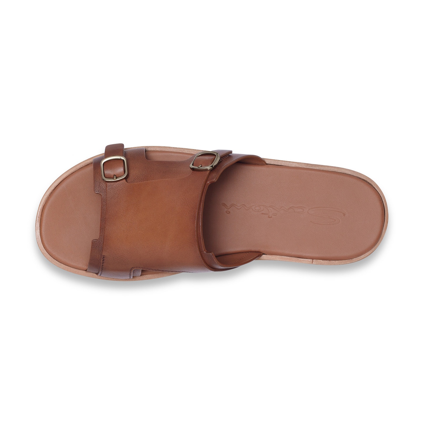 Men's brown leather double-buckle sandal - 5