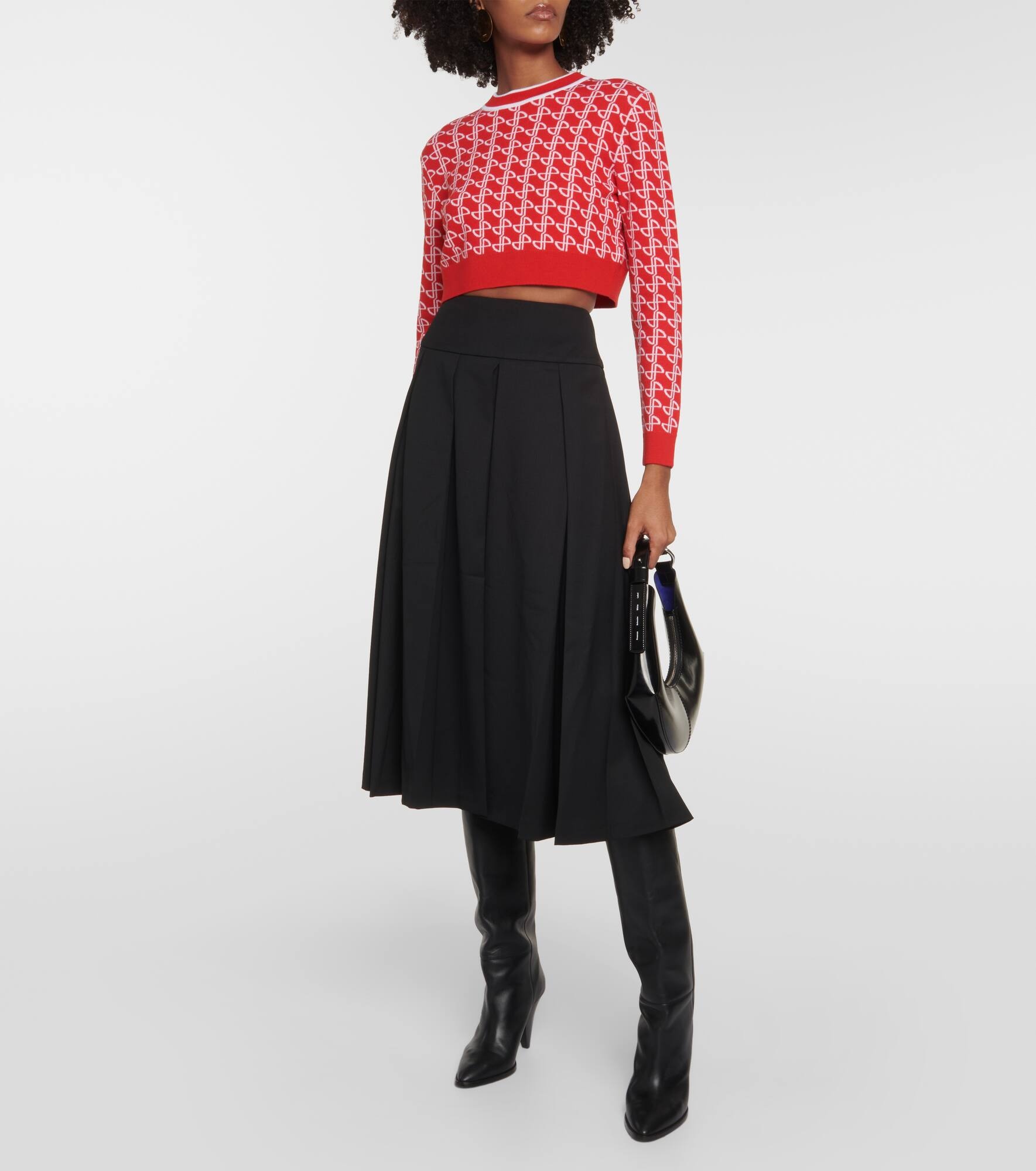 High-rise wool-blend pleated skirt - 2