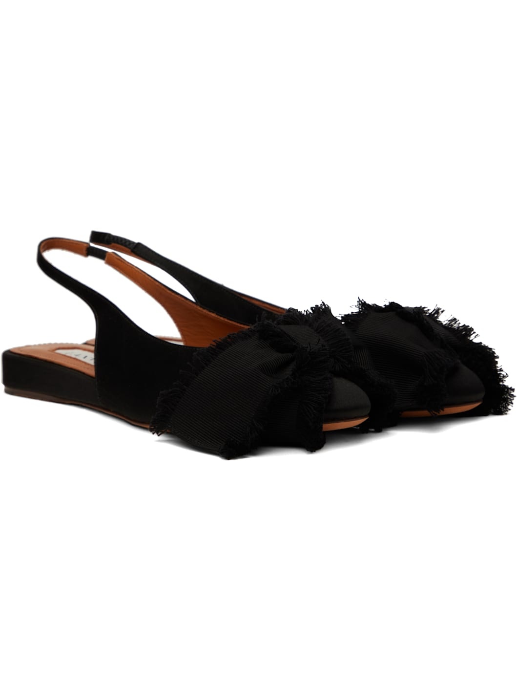Black Slingback Satin Ballerina Flats - 4