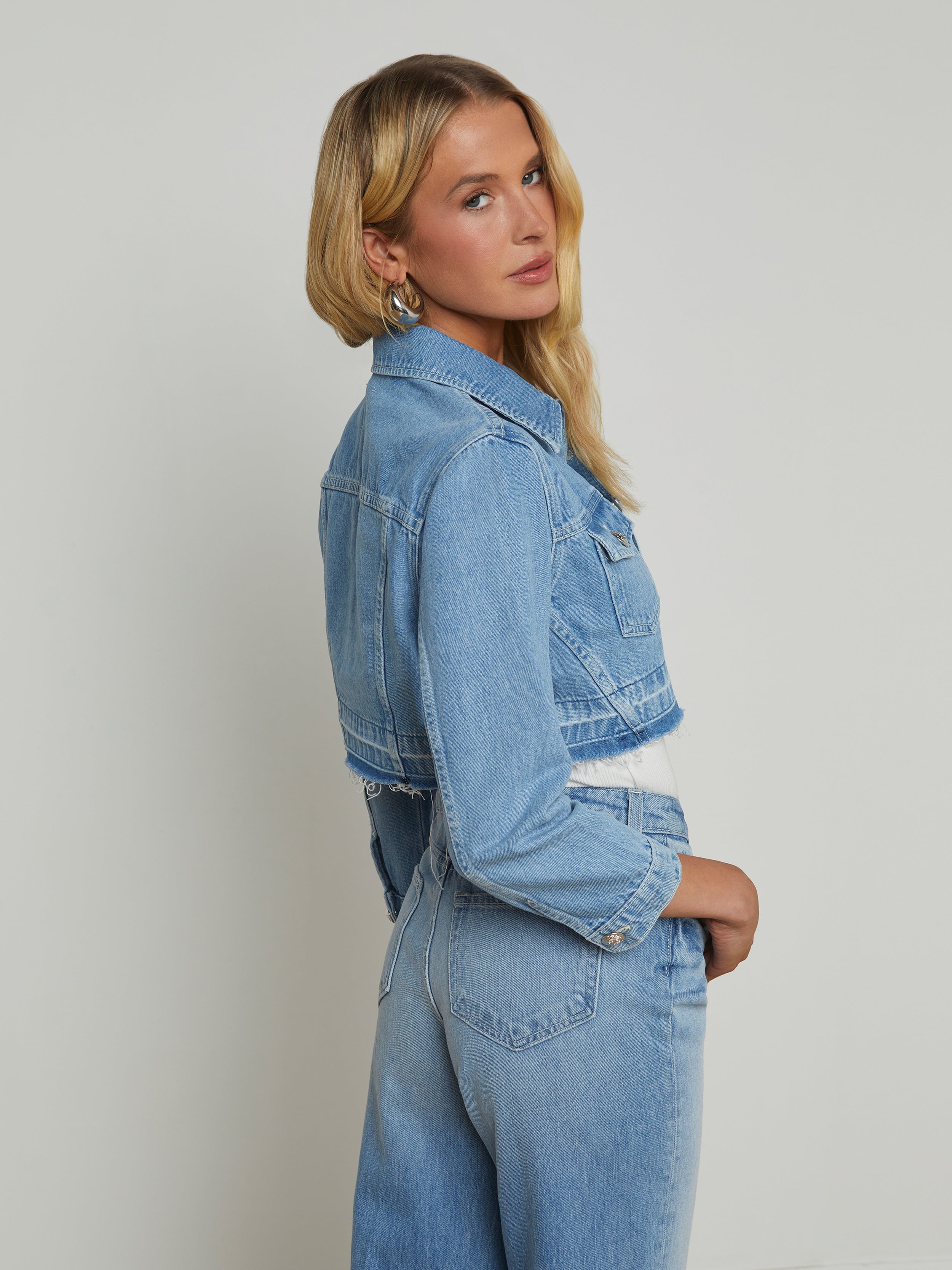 Genevie Cropped Denim Jacket - 5