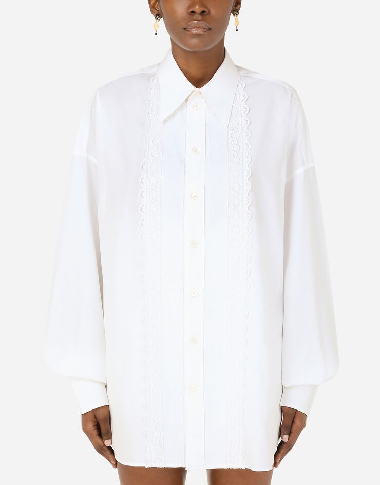 Cotton shirt with broderie anglaise detailing - 1