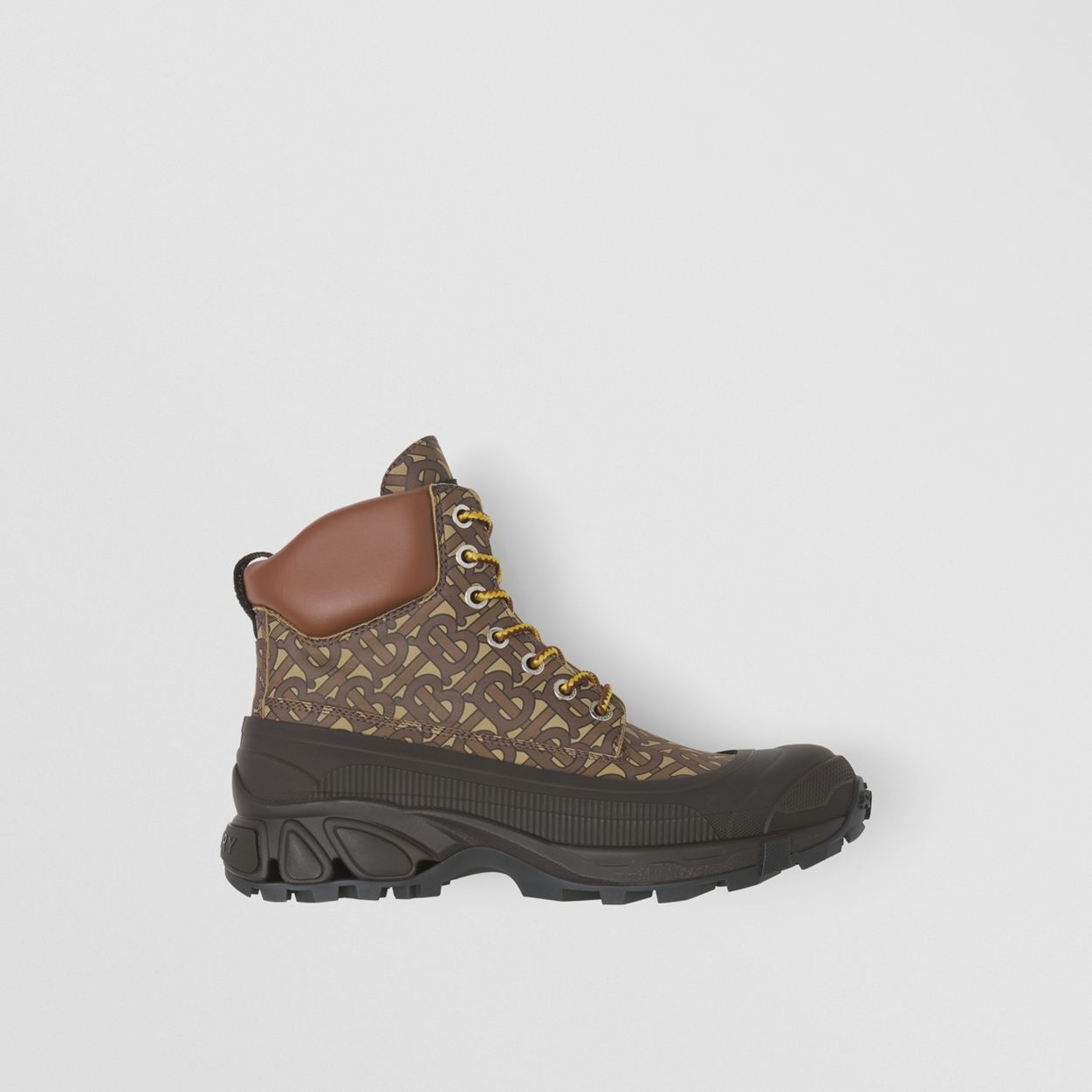 Contrast Sole Monogram Print Leather Boots - 1