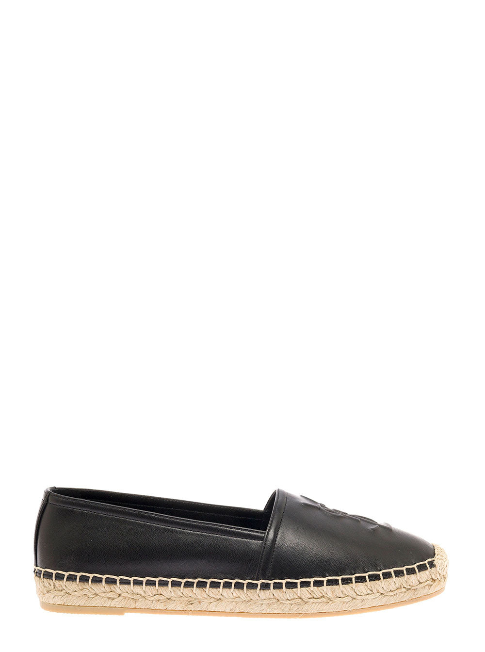 Saint Laurent Women Black Espadrilles With Logo In Leather Woman - 1