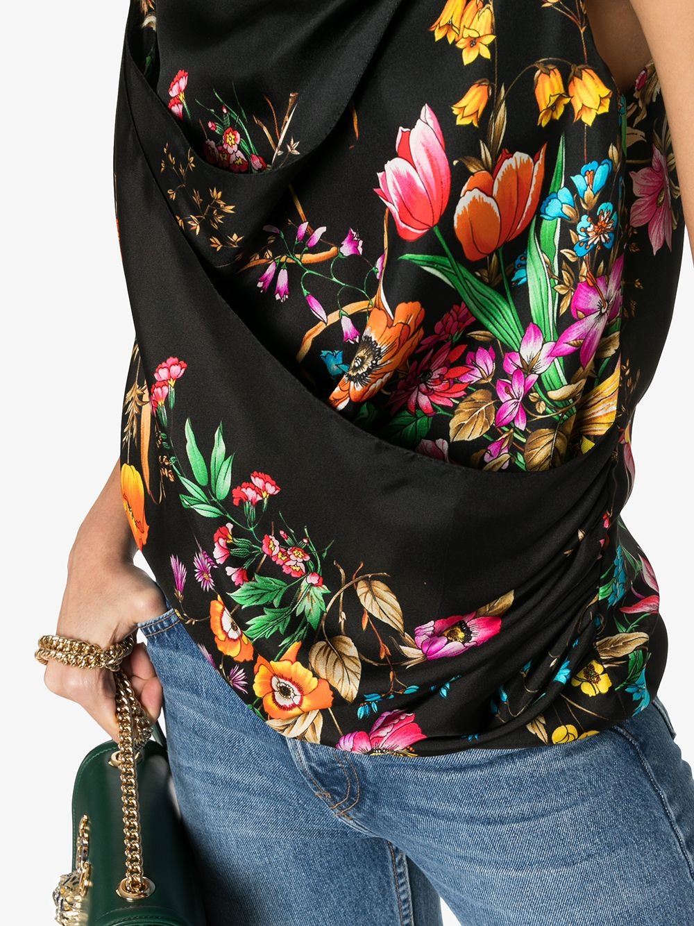 Draped silk floral print cami - 5