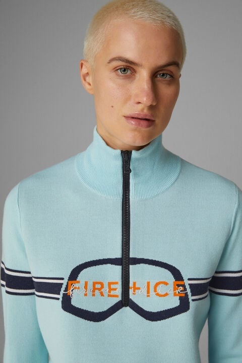 Azra Half-zip knitted pullover in Ice blue - 4