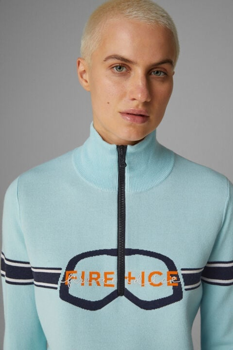 Azra Half-zip knitted pullover in Ice blue 4