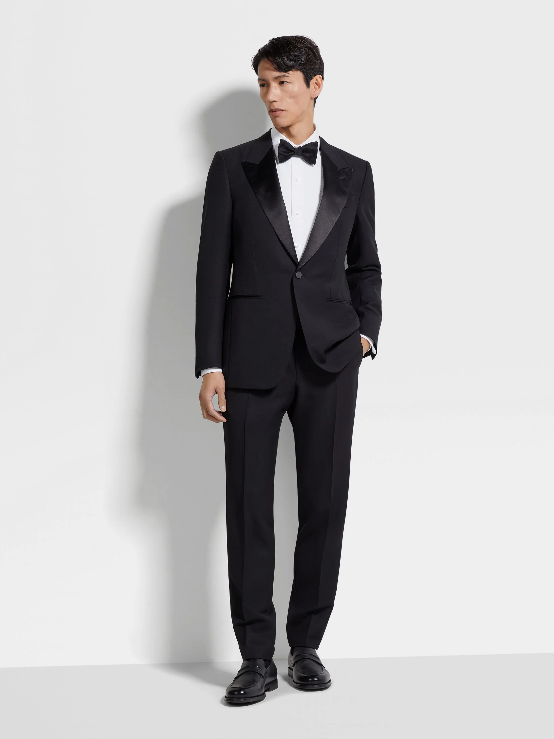 BLACK CENTOVENTIMILA WOOL AND MOHAIR TUXEDO - 1