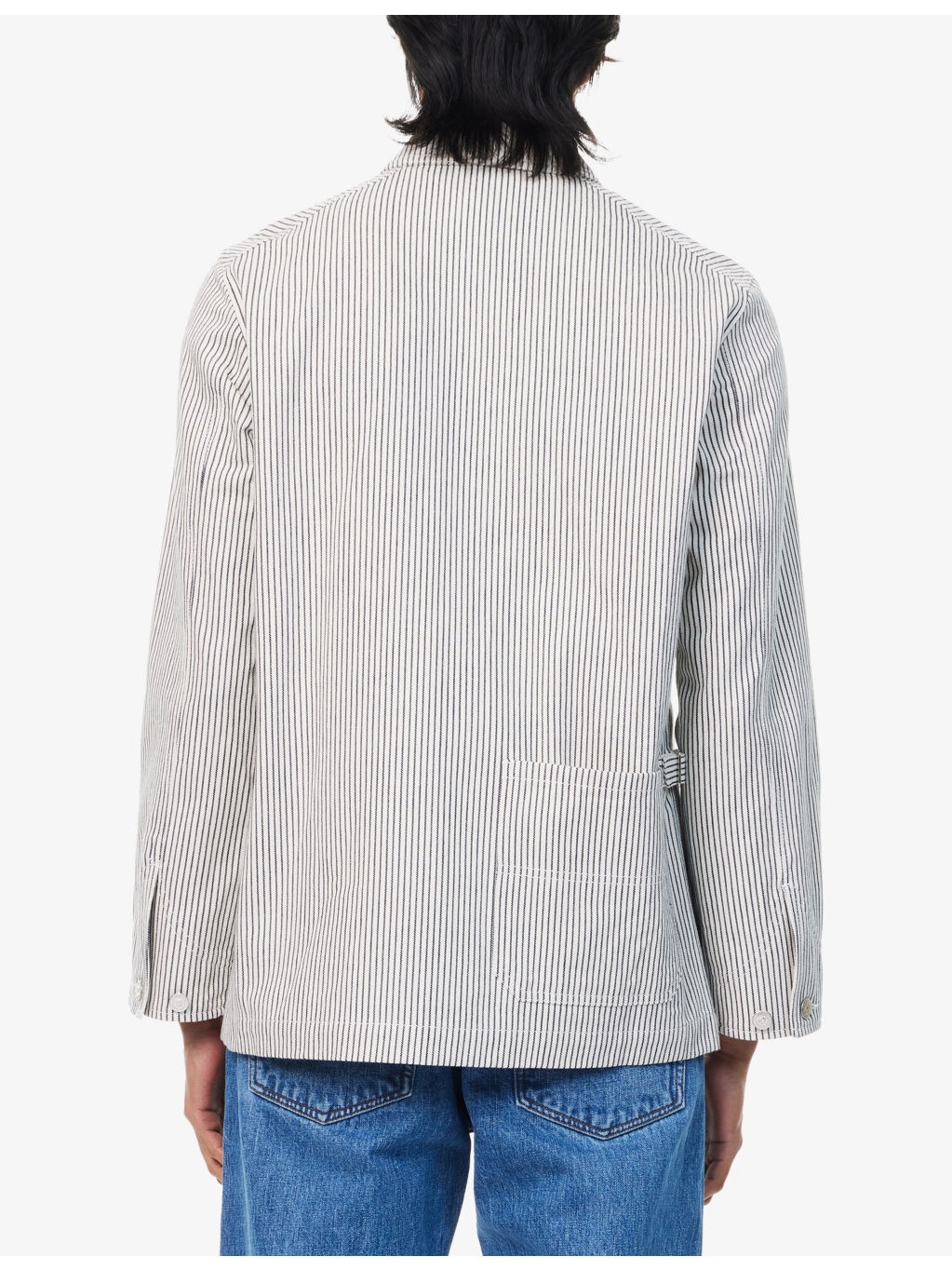 Striped Patch-Pocket Cotton Jacket - 4