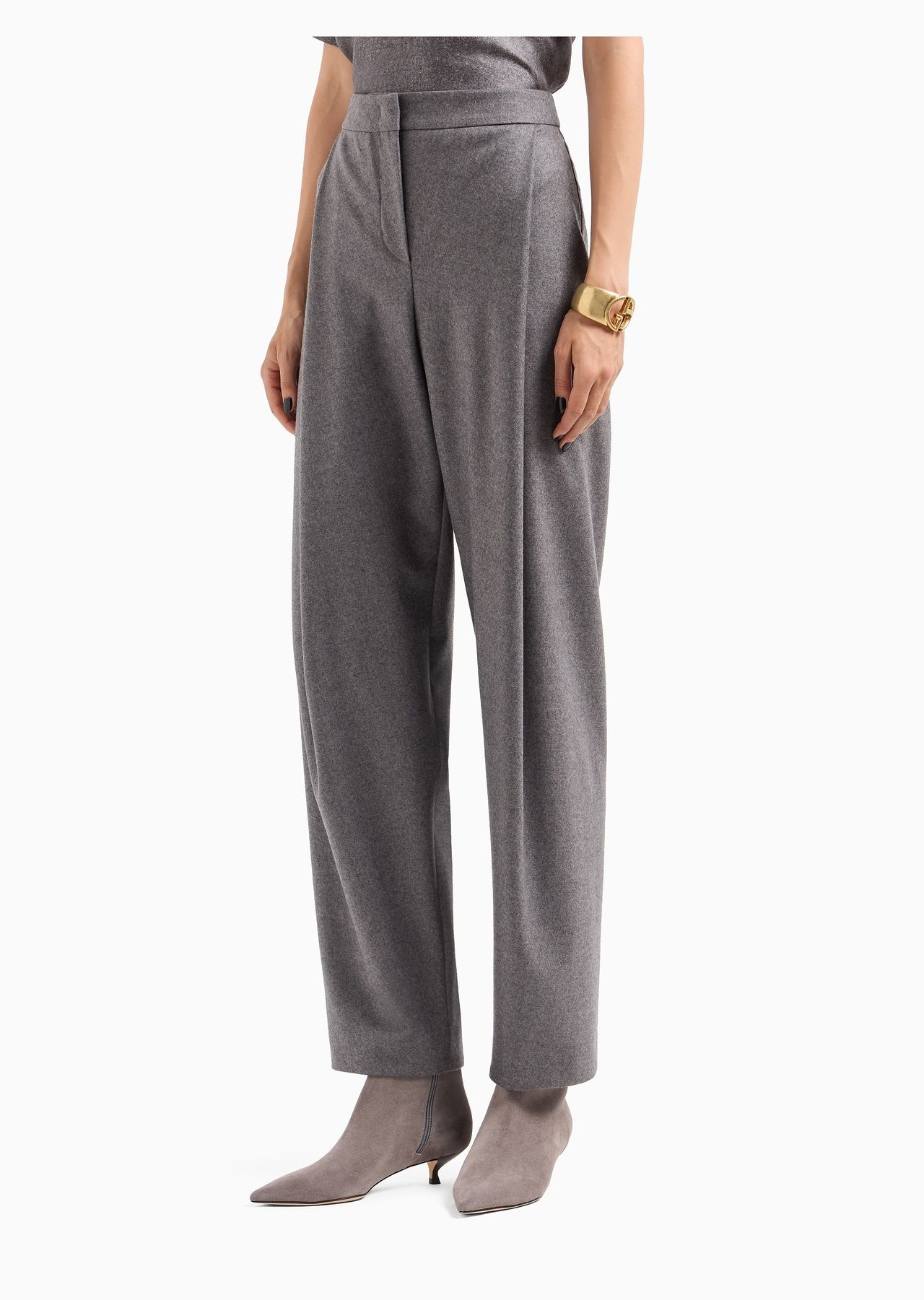 Straight, single-darted cashmere flannel trousers - 2