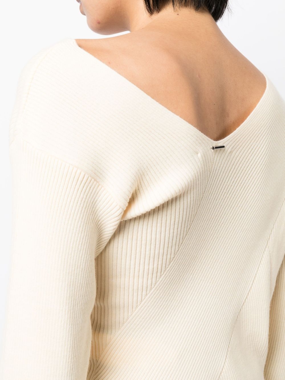 asymmetric-design ribbed-knit jumper - 5