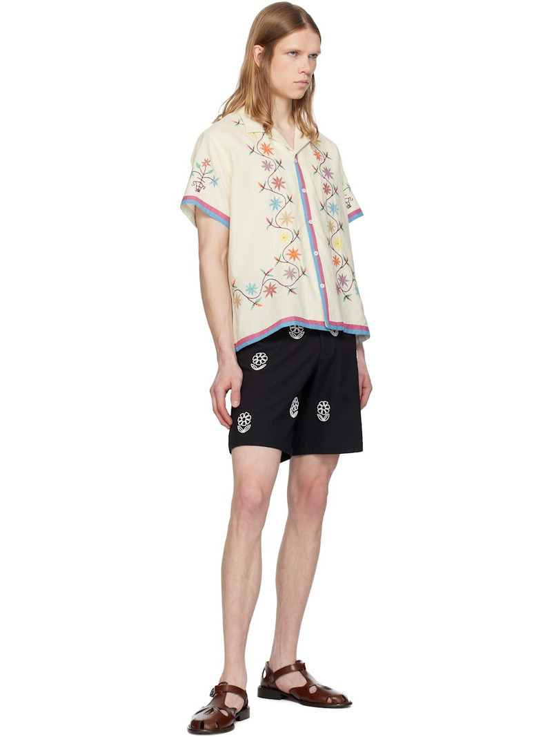 HARAGO Off-White Flower Embroidered Shirt outlook