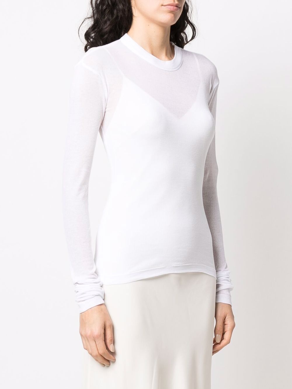 long-sleeve semi-sheer top - 3