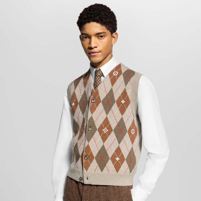 Louis Vuitton Argyle Intarsia Cardigan Vest outlook