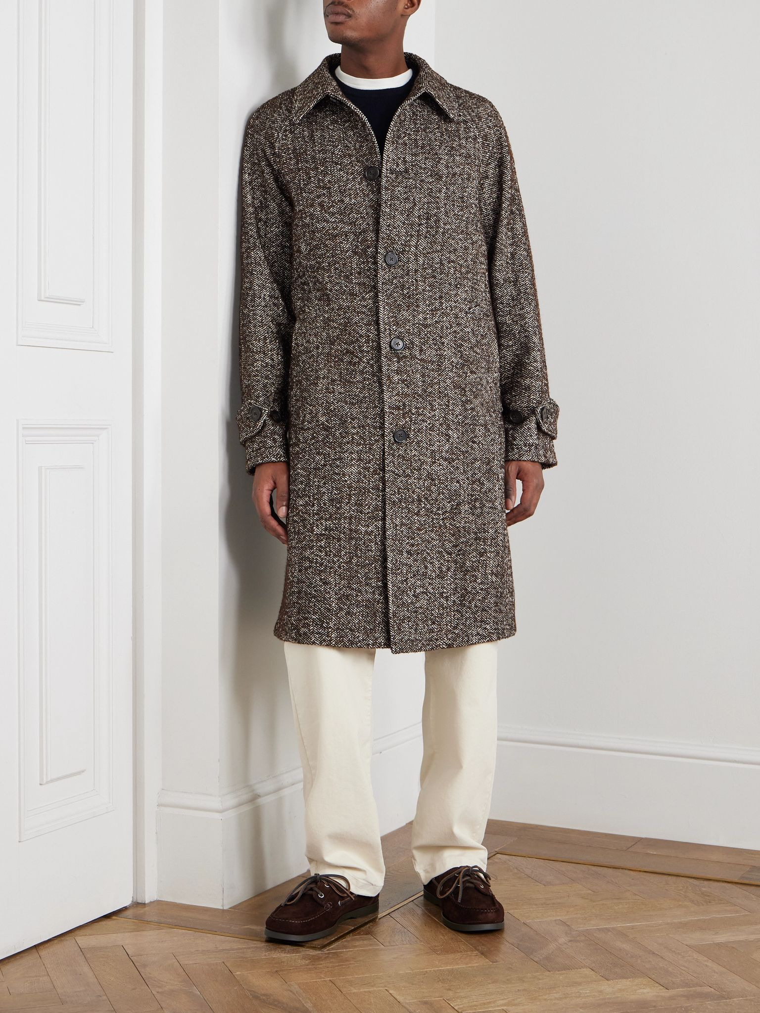 Hudson Herringbone Woven Coat Brown - 3