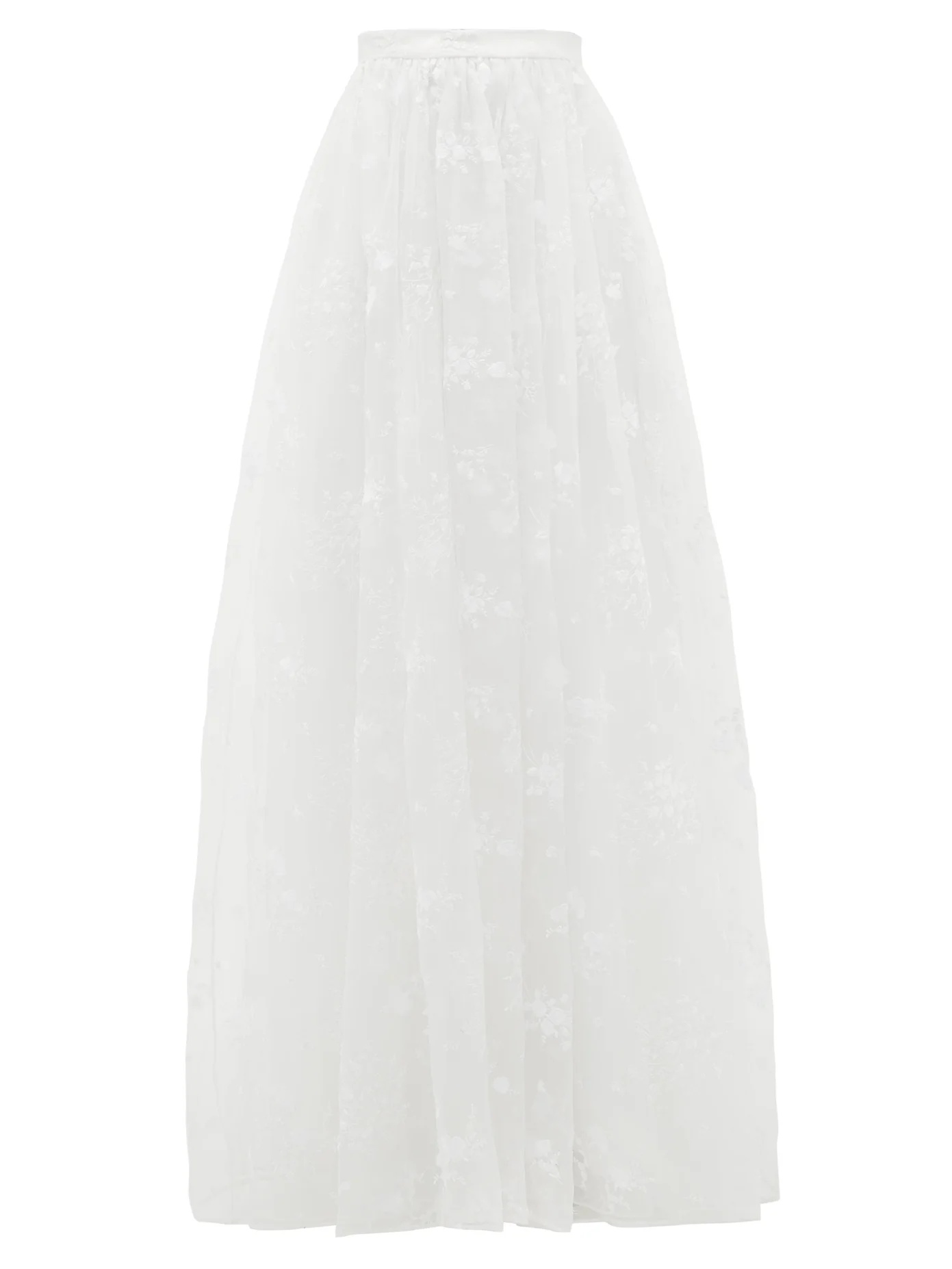 Lydell floral-embroidered organza skirt - 1