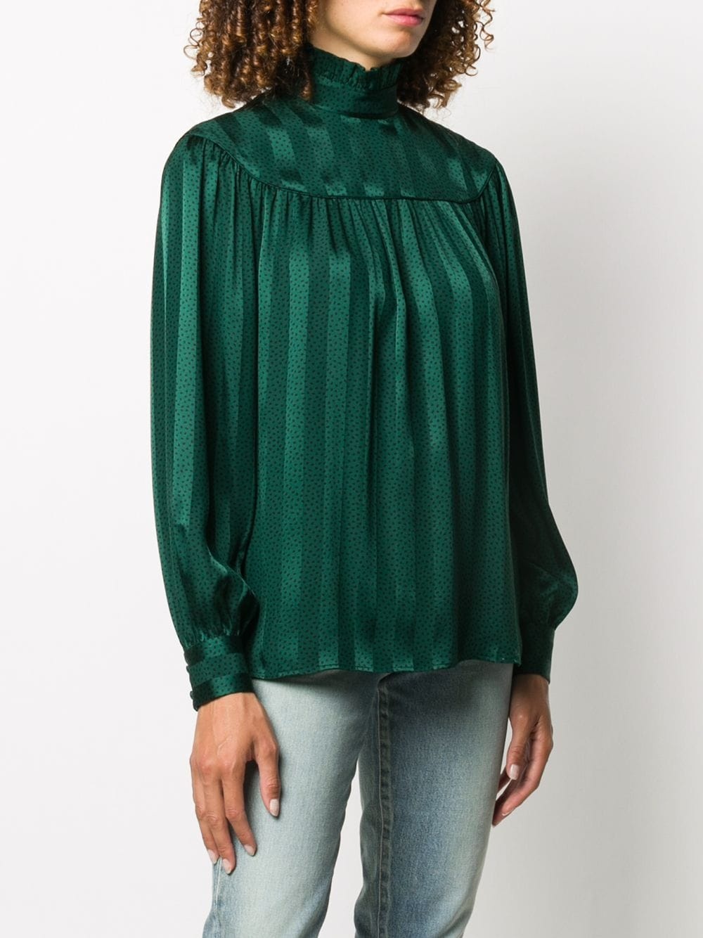 vertical-stripe high-neck blouse - 3