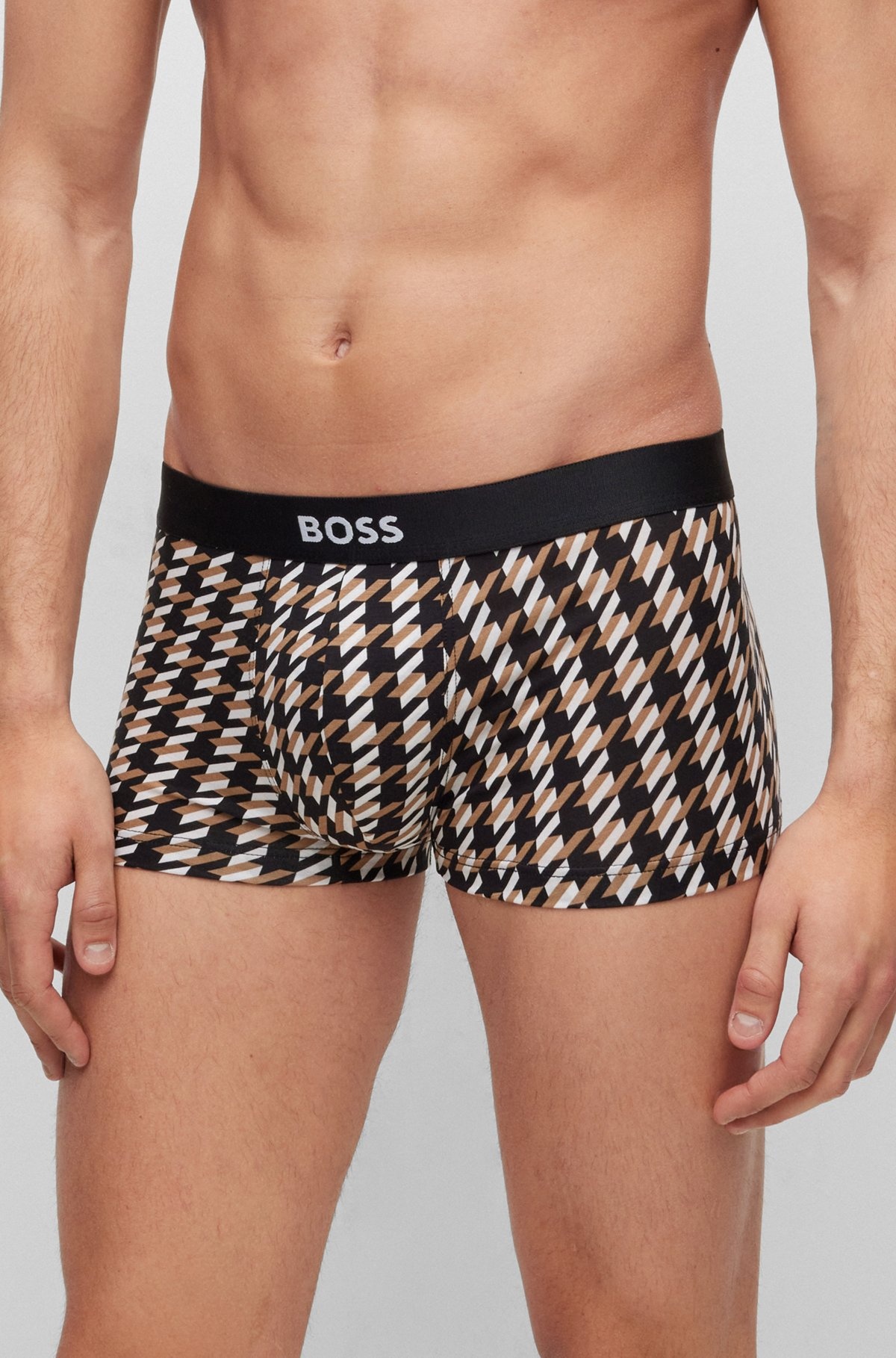 LOGO-WAISTBAND REGULAR-RISE TRUNKS WITH HOUNDSTOOTH PRINT - 4