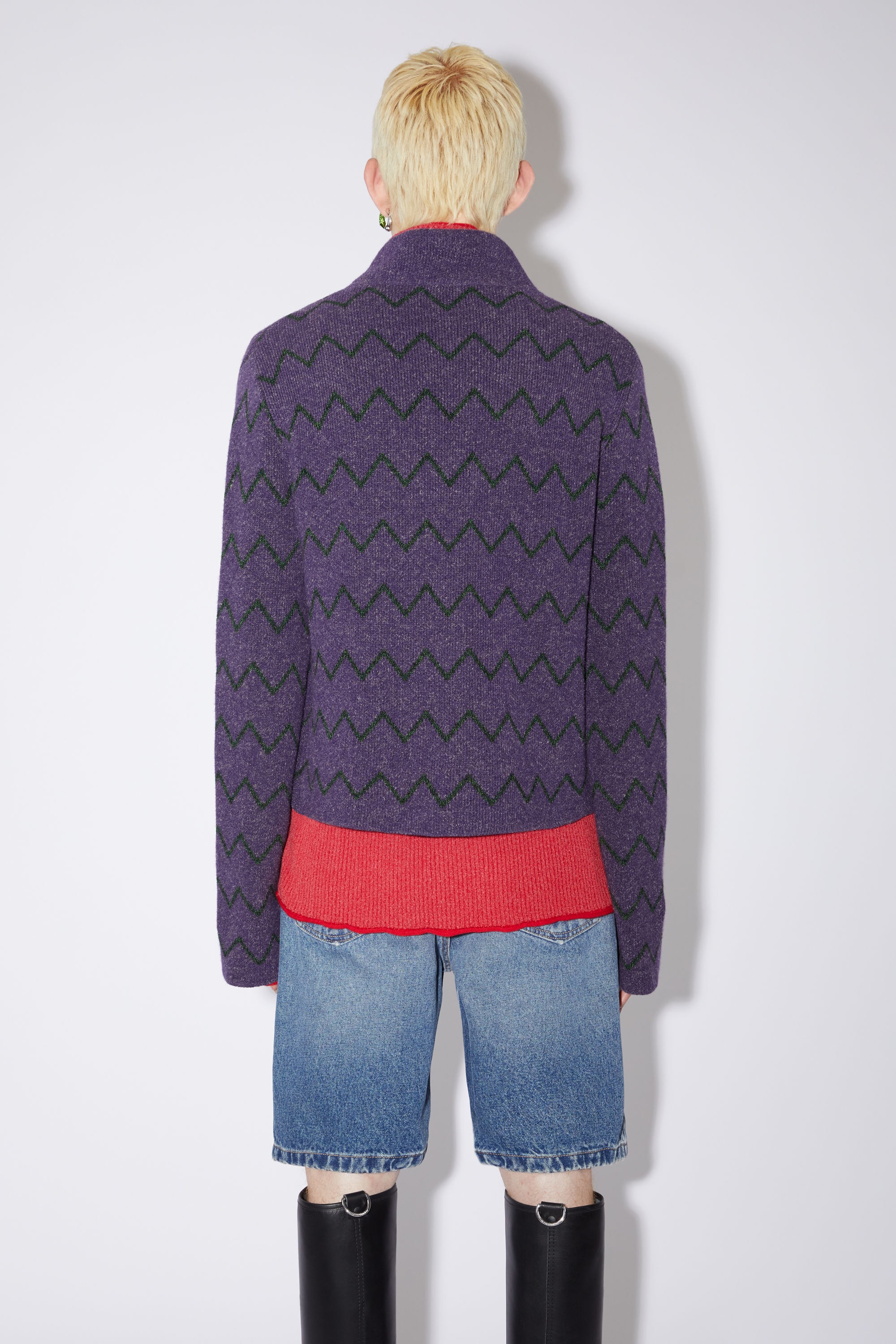 Polo jacquard jumper - Dark purple - 3