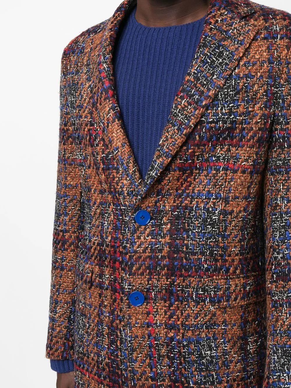 tweed check single-breasted coat - 5