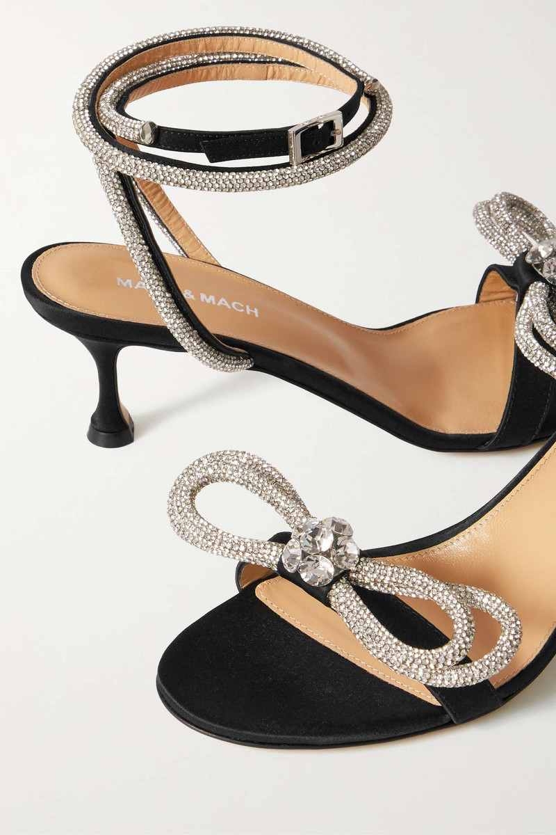 Double Bow crystal-embellished satin sandals 4