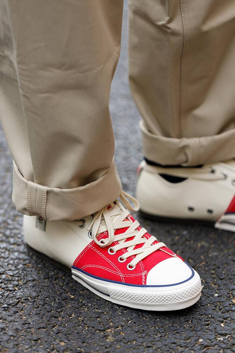 Nigel Cabourn NC X Mihara Yasuhiro New Bowling Shoe in Red/White outlook