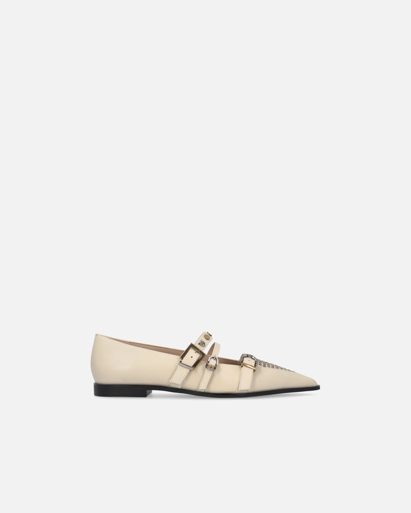 POINTED-TOE LEATHER BALLERINAS WITH STUDS 1