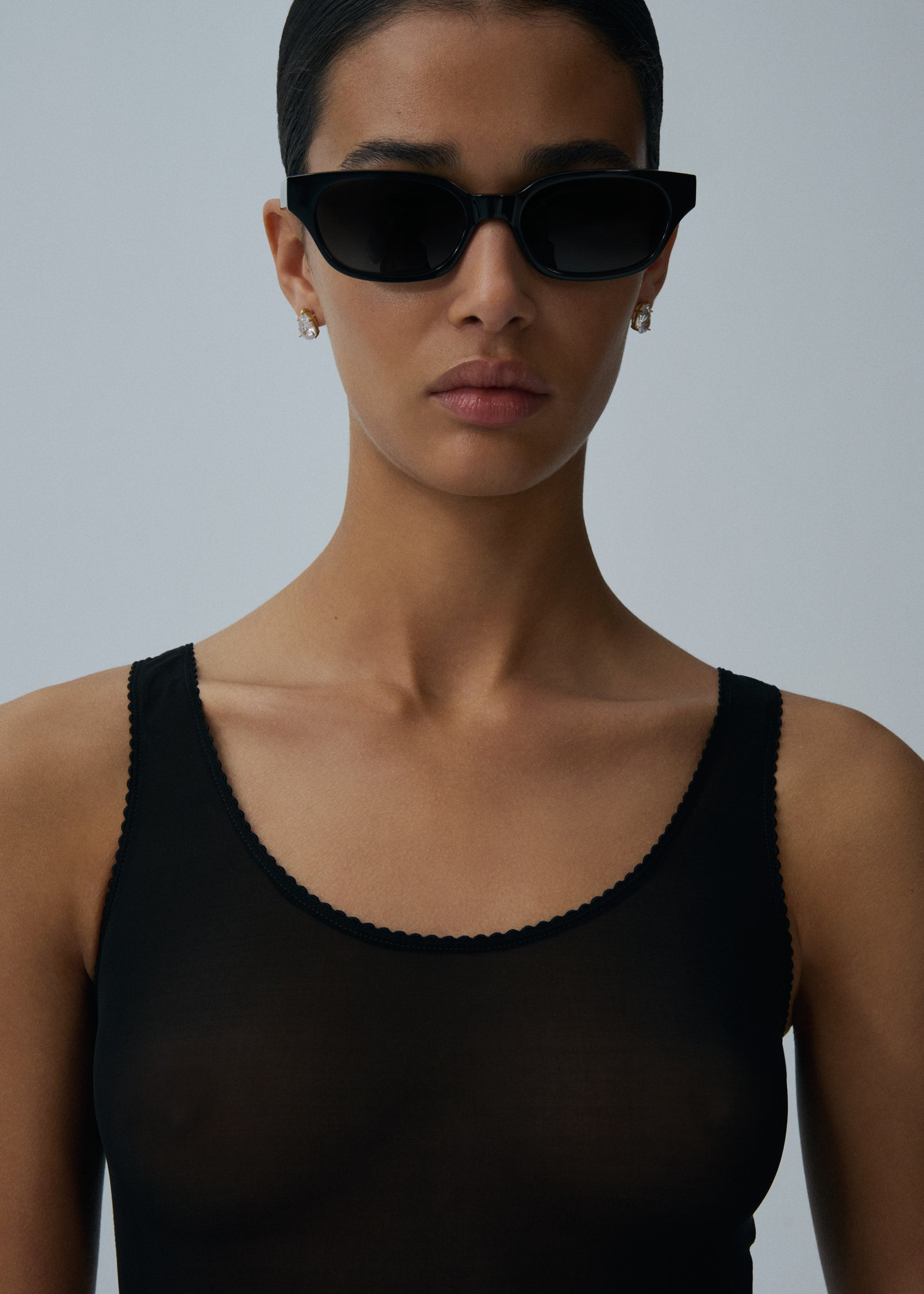 Mesh scalloped bodysuit in black - 6