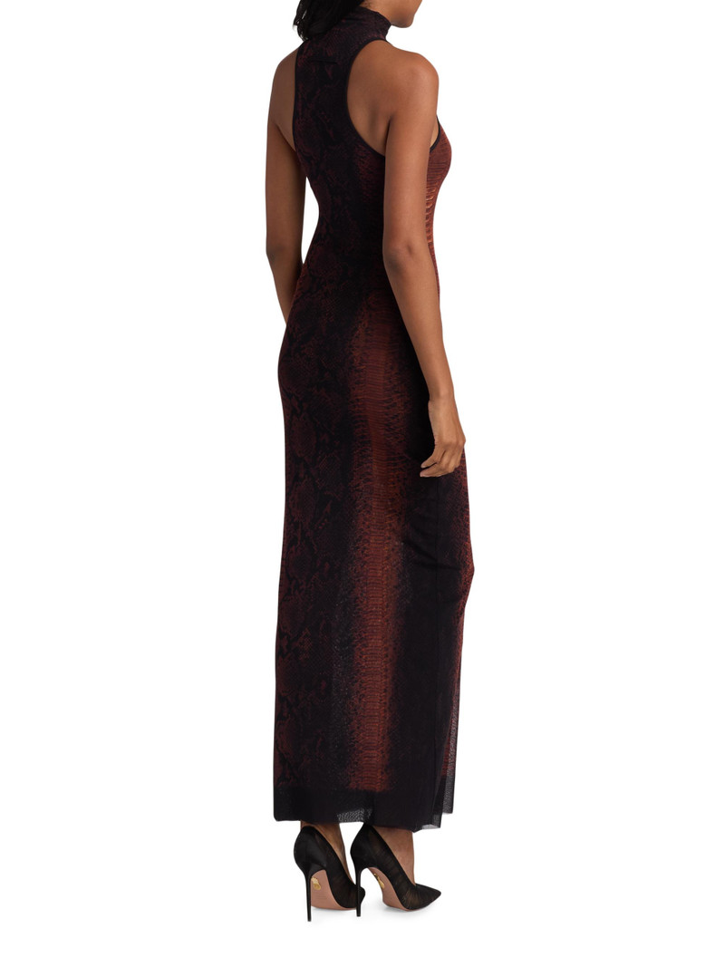 Women's Snakeskin-Print Sleeveless Maxi Dress - Brown Black 5