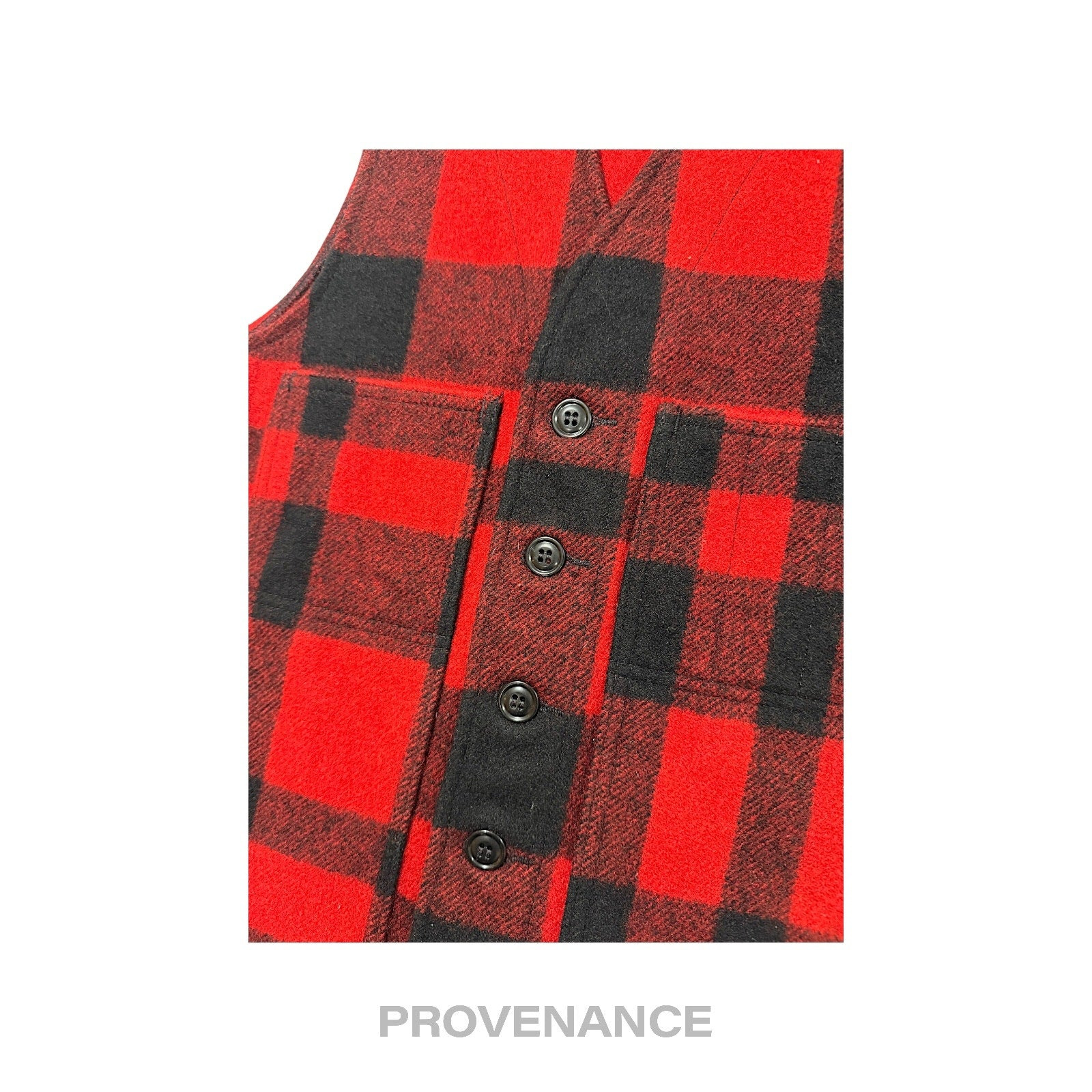Filson Mackinaw Wool Vest - Red Black Plaid XS - 4