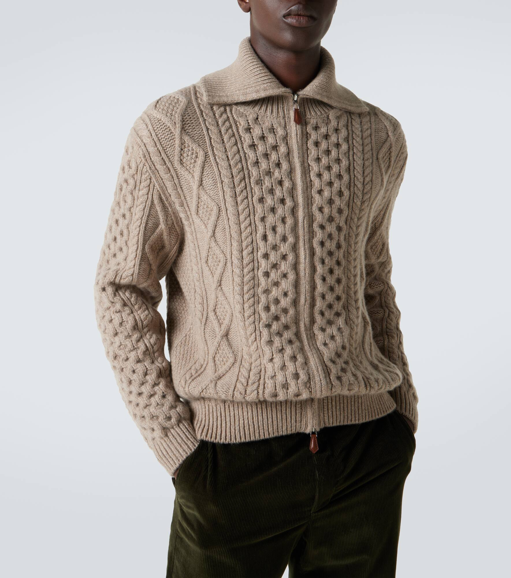 Aran cashmere zip-up sweater - 6