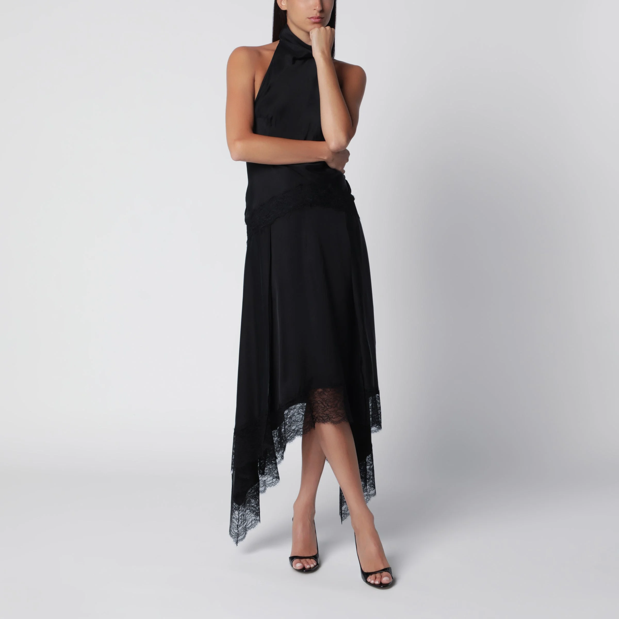 Tish black cupro satin maxi dress - 1