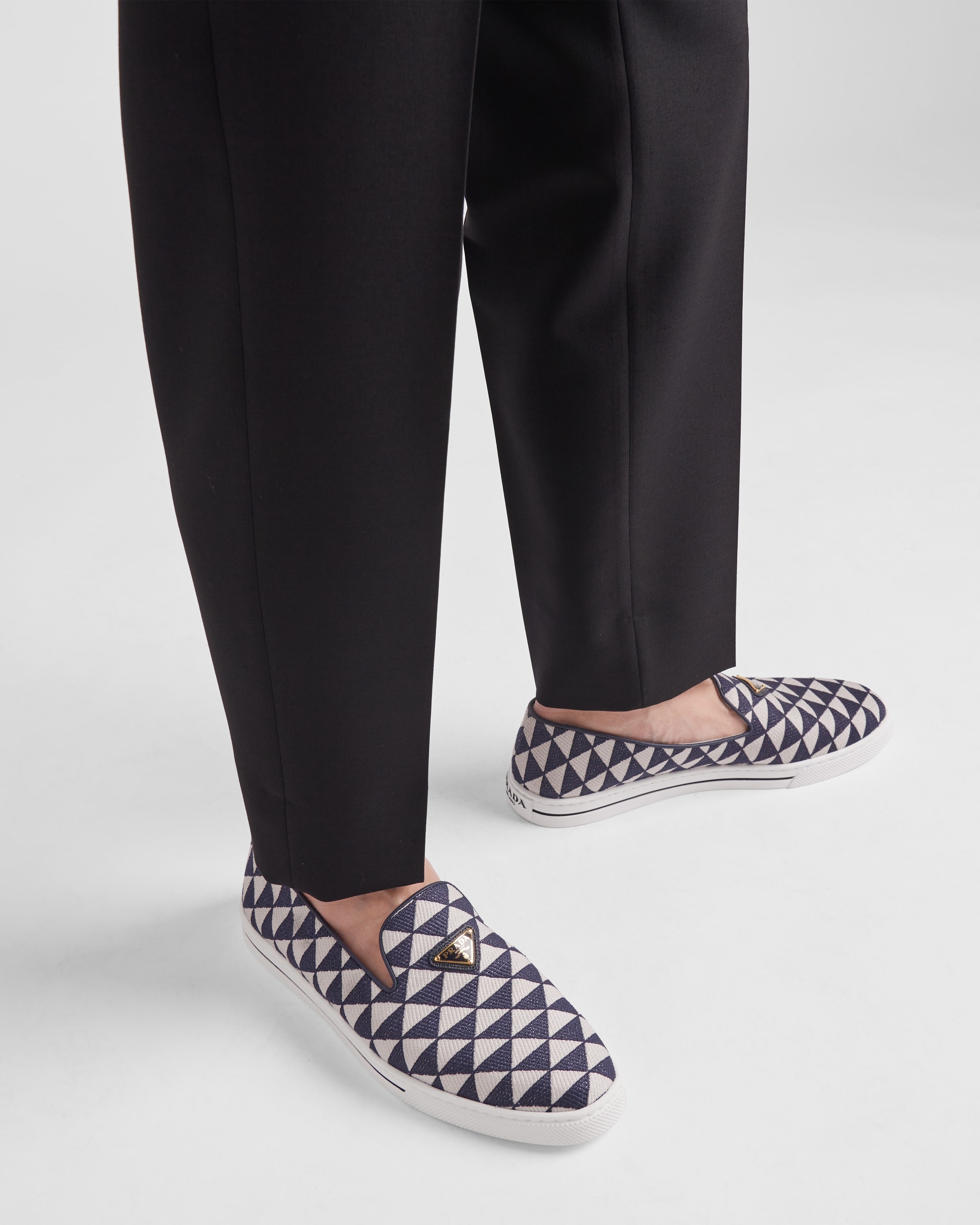 Embroidered technical fabric slip-on shoes - 3