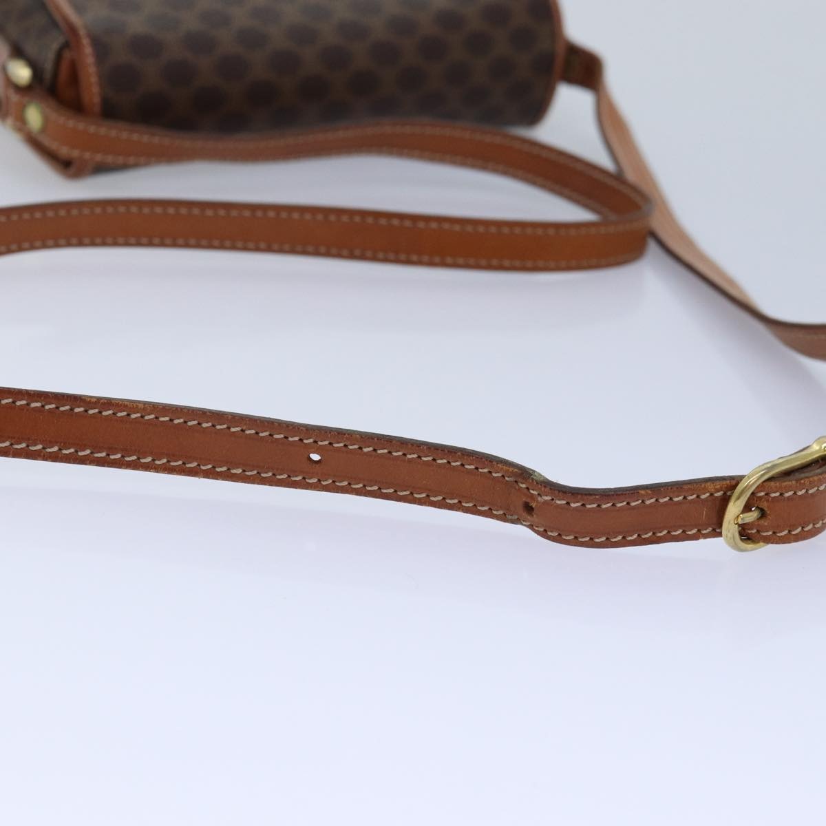 CELINE Macadam Canvas Shoulder Bag Pvc Leather Brown Gold - 7